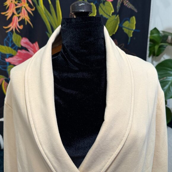 PEACE LOVE WORLD Shannon Shawl Collar Cotton Maxi Duster Coat, Almond Buff, L - Picture 11 of 16